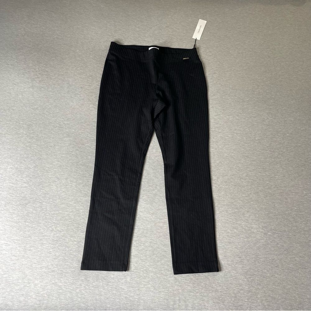 Calvin Klein Women’s Pinstripe High Waisted Slim Leg Ankle Dress Pants